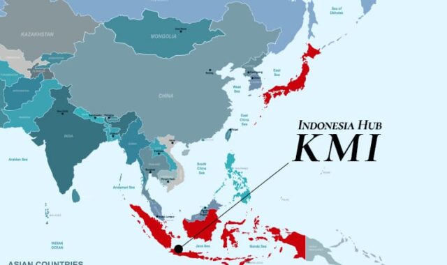 日本とインドネシアの位置関係のイメージ