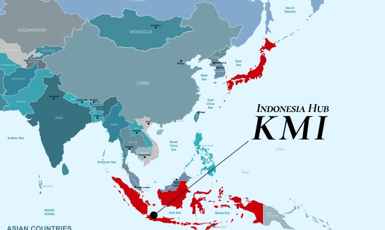 日本とインドネシアの位置関係のイメージ