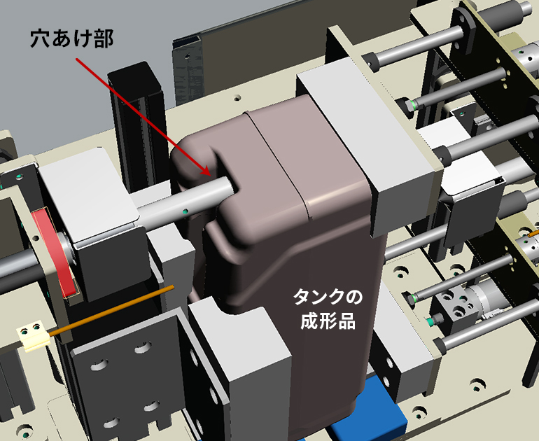 タンク類切削・穴加工機の3Dモデル-部分