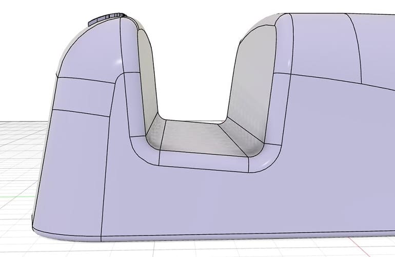 スマホを差し込む溝部分の設計CAD図
